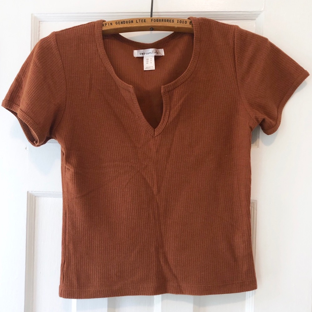 Rust Ribbed T-Shirt, S